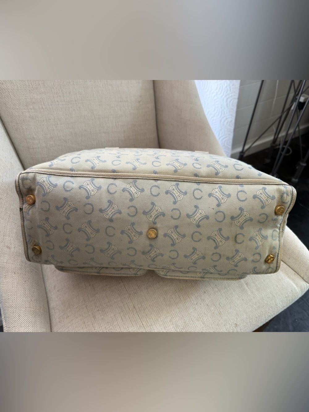 Celine Cream Beige Monogram Satchel with Dual Front Pockets - Picture 8 of 11